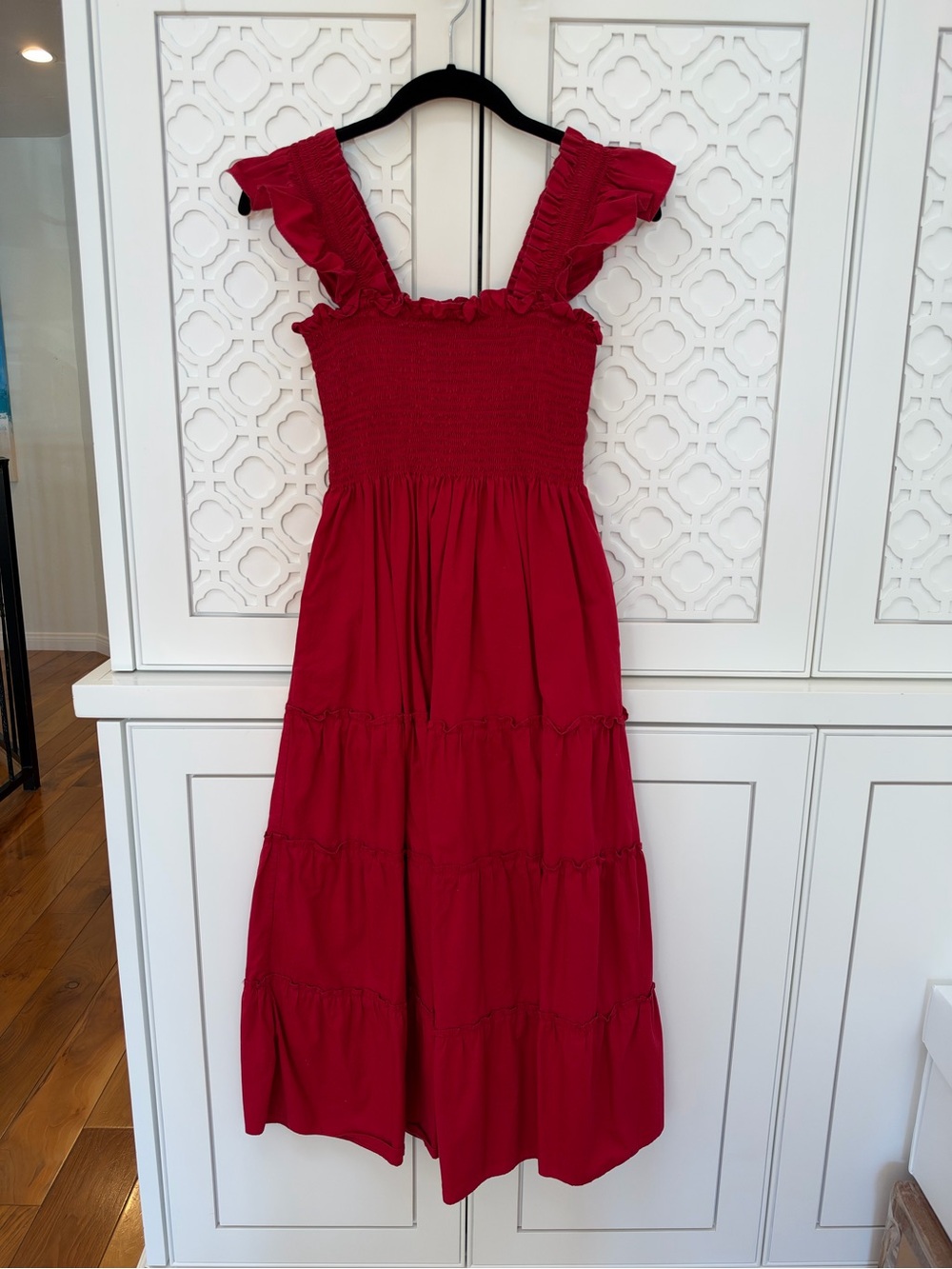 Hill House Red Ruffled Smocked NAP Maxi Dress